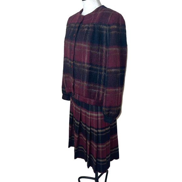 Elizabeth Arden The Salon Vintage Wool Skirt Jacket Set Womens Size 10 Burgundy